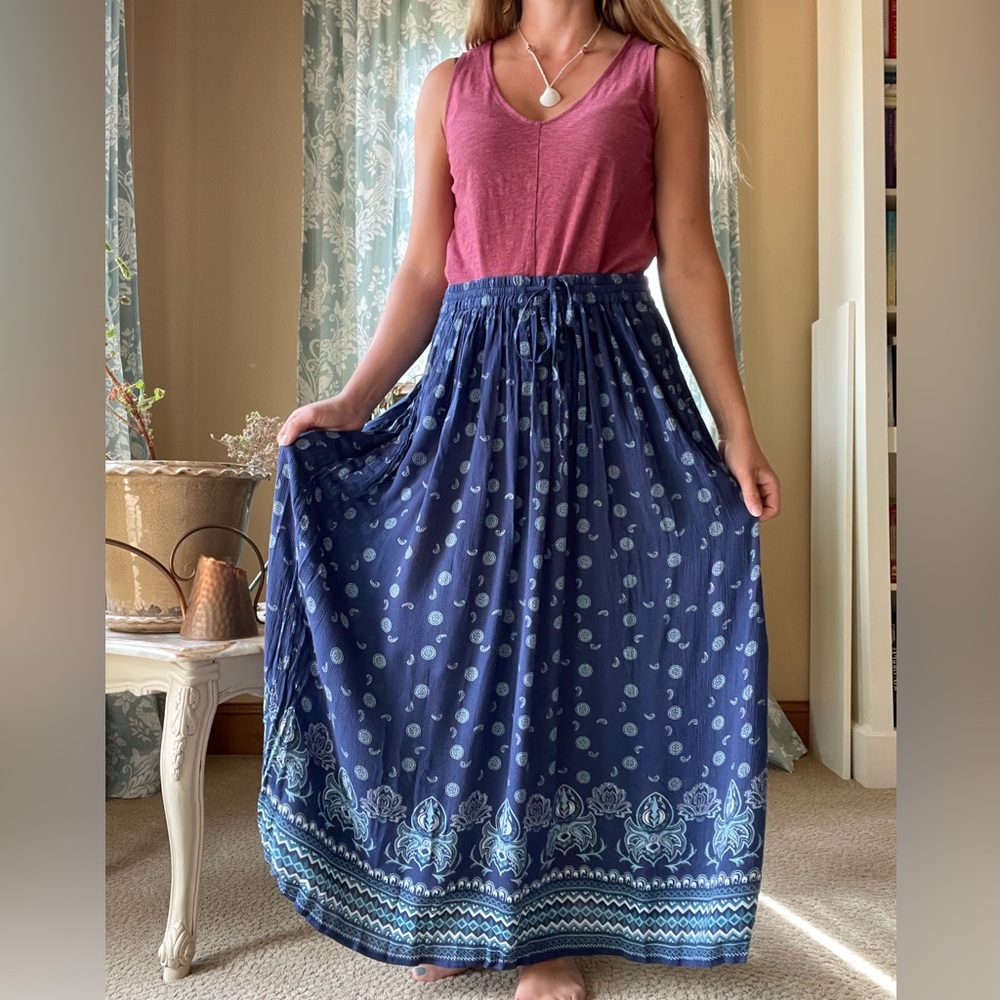 Cabela’s blue rayon maxi boho skirt